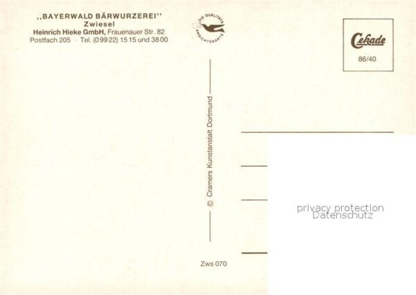 Zwiesel Niederbayern Bayerwald Bärwurzerei Wappen Stadtpanor – Bild 2