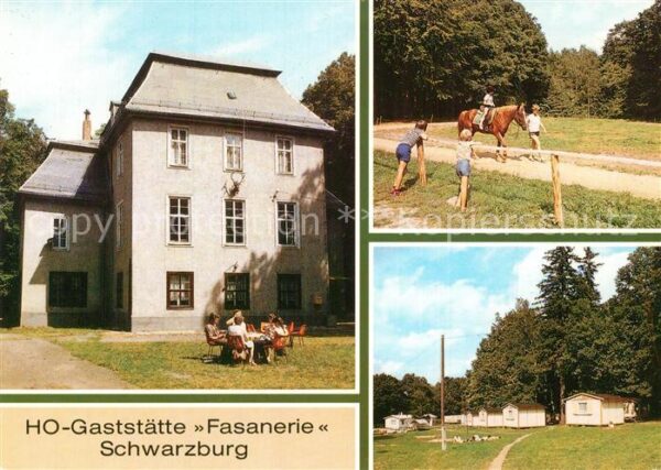 Schwarzburg Thueringer Wald HO Gaststätte Fasanerie Bungalows Reite