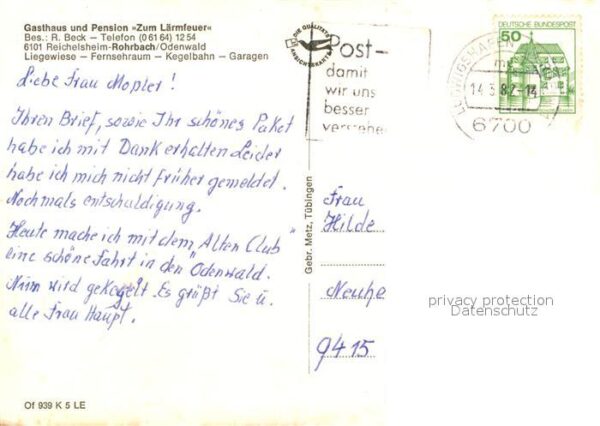 Rohrbach Reichelsheim Gasthaus-Pension Zum L?rmfeuer – Bild 2