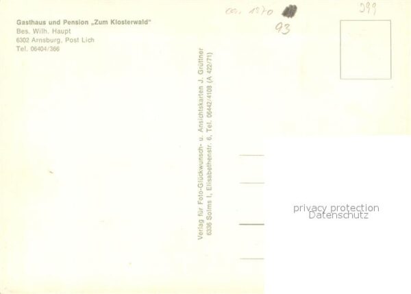 Arnsburg Hessen Gasthaus-Pension Zum Klosterwald – Bild 2