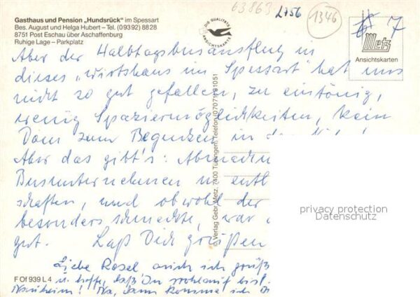 Eschau Unterfranken Gasthaus-Pension Hundsr?ck – Bild 2