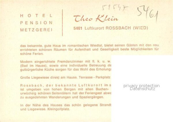 Rossbach Wied Hotel Pension Theo Klein – Bild 2