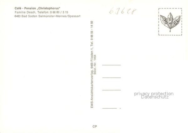 Bad Soden-Salmuenster Cafe Pension Christophorus Gaststube Te – Bild 2