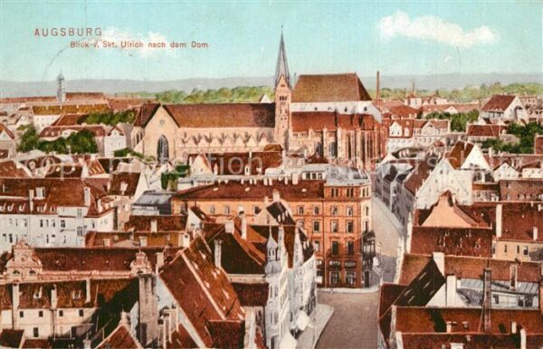 Augsburg Blick von Sankt Ulrich nach dem Dom