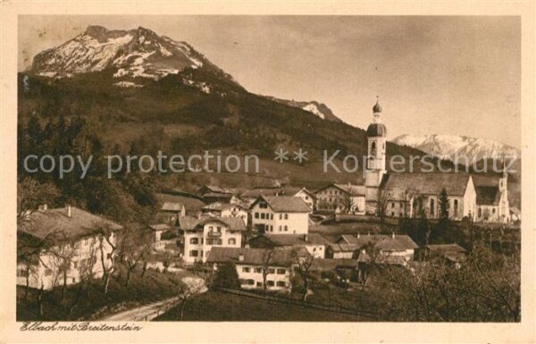 Elbach Miesbach Ortsansicht mit Kirche Blick zum Breite