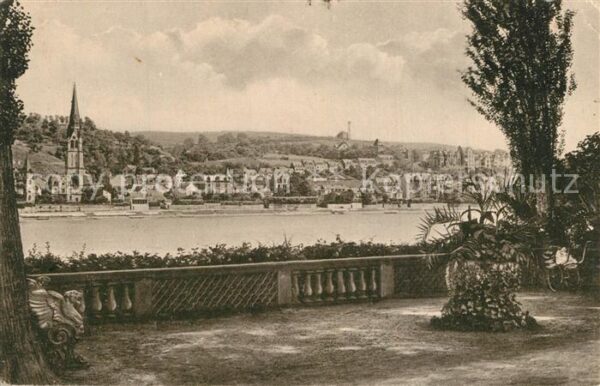 Koblenz Rhein Blick von der Rheinanlage nach Pfaffend