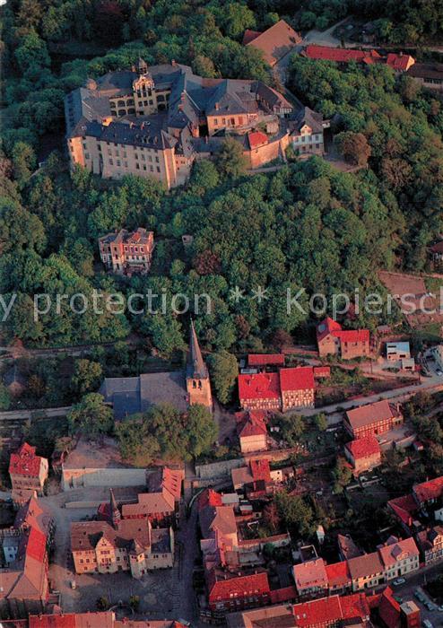 Blankenburg Harz Fliegeraufnahme mit Schloss und Rathaus