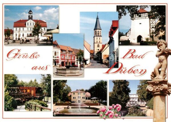 Bad Dueben Rathaus Marktbrunnen St Nikolaikirche B