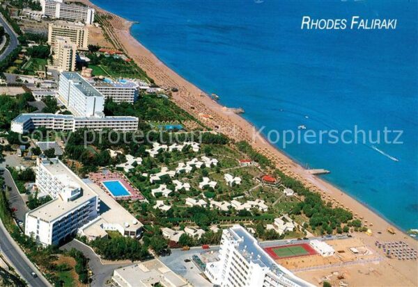 Rhodos Rhodes Aegaeis Fliegeraufnahme Strand Hotels