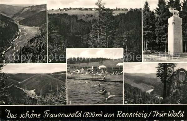 Frauenwald Thueringen Panorama Blick ins Nahetal Monument Gab