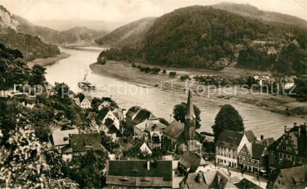 Wehlen Sachsen Panorama Blick über die Elbe Sächsische