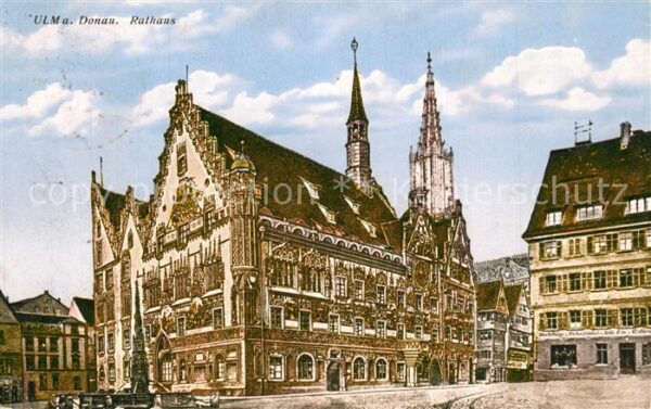 Ulm Donau Rathaus Brunnen Altstadt