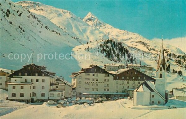 Obergurgl Soelden Tirol Ortsansicht mit Kirche Blick zu Hohe Mu