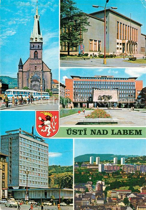 Usti nad Labem Kostel se sikmou vezi Kulturni dum KNV