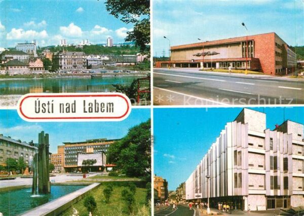 Usti nad Labem Celkovy pohled pres Labe Sportovni stad