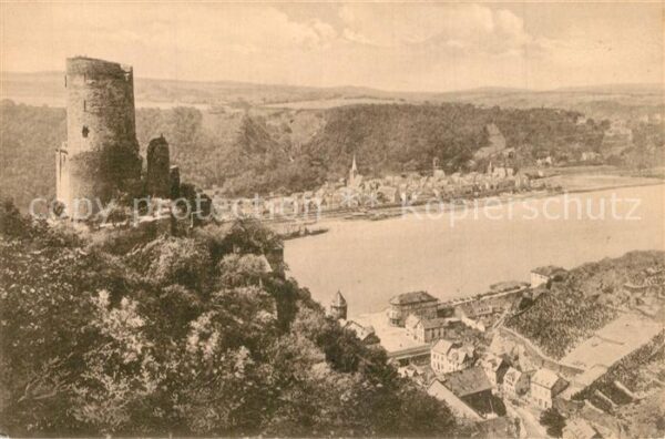 St Goar Panorama Blick ins Rheintal mit Burg Ka