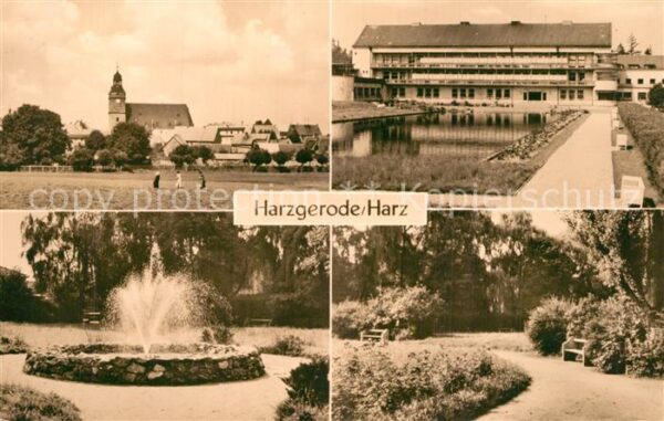 Harzgerode Blick zur Kirche Ferienheim Park Fontän