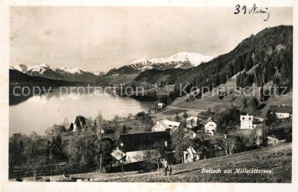 Dellach Millstaettersee Gesamtansicht mit Alpenpanorama