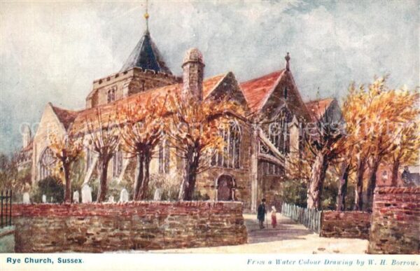 Rye East Sussex Church Drawing Künstlerkarte