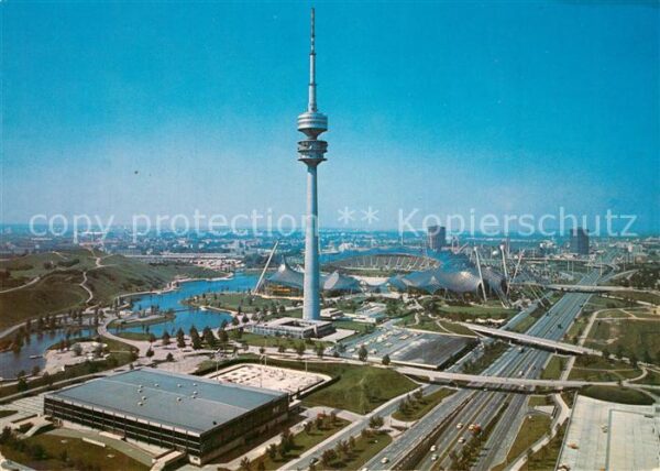 Muenchen Olympiapark Olympiastadion Olympiaturm