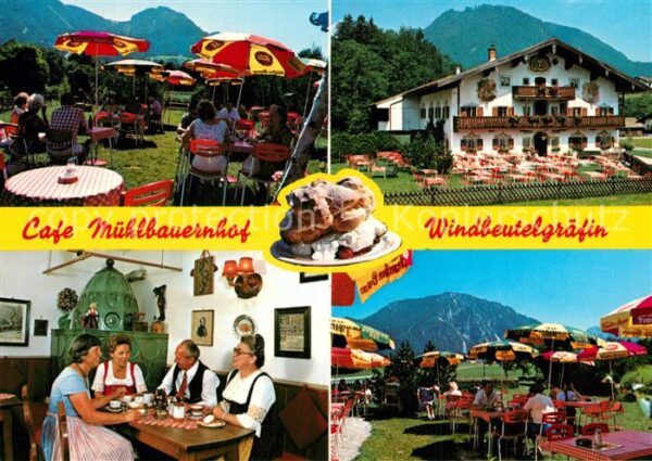 Ruhpolding Cafe Mühlenbauernhof Gartenterrasse Win