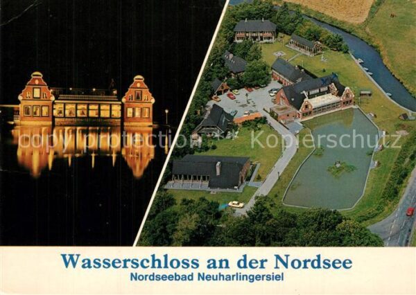Neuharlingersiel Wasserschloss Nachtaufnahme Fliegeraufn