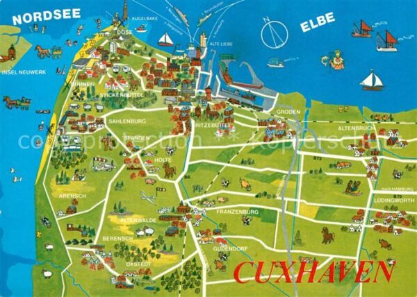 Cuxhaven Nordseebad und Umgebung Landkarte