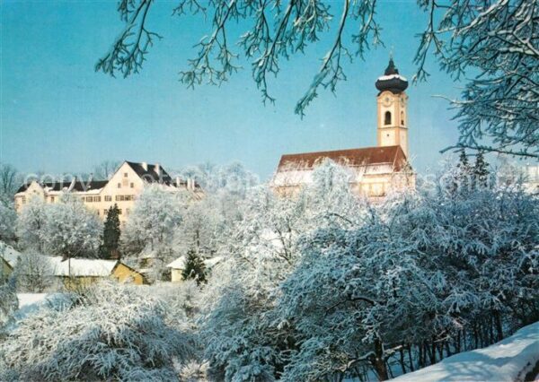 Bad Aibling Ortsmotiv mit Kirche Winterimpressionen
