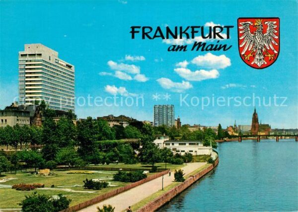 Frankfurt Main Mainufer mit Hotel Interkontinental