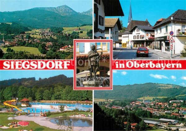 Siegsdorf Oberbayern Gesamtansicht mit Bayerischen Alpen Ort