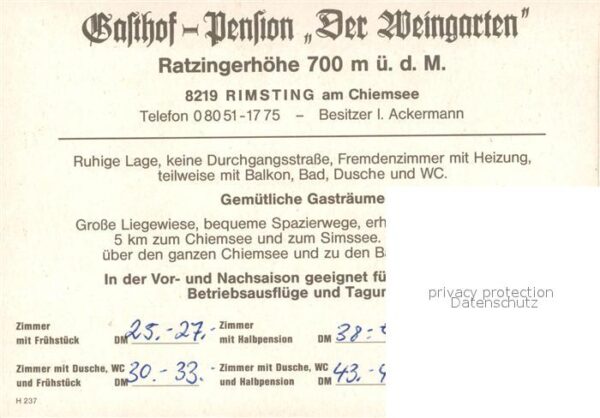 Rimsting Gasthof Pension Der Weingarten Terrasse – Bild 2