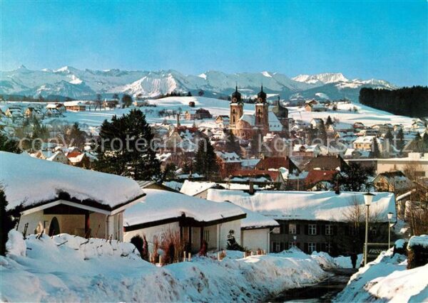 Lindenberg Allgaeu Gesamtansicht mit Alpenpanorama im Wint