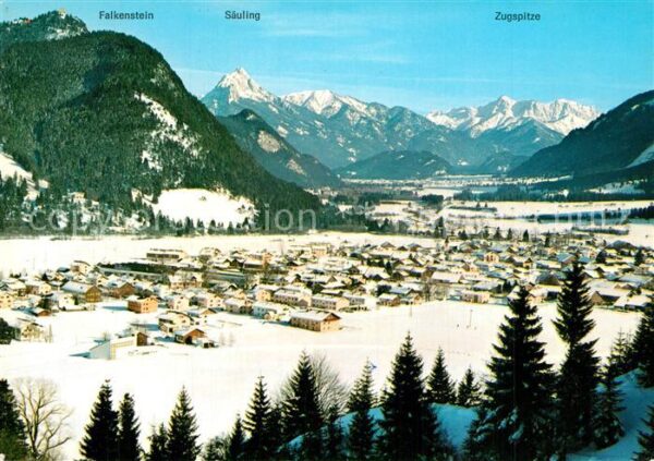 Steinach Pfronten Gesamtansicht mit Alpenpanorama im Wint