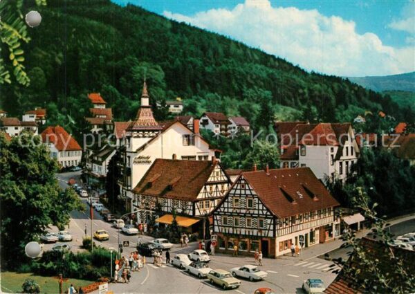 Bad Herrenalb Ortsansicht Fachwerkhäuser Posthotel Kl