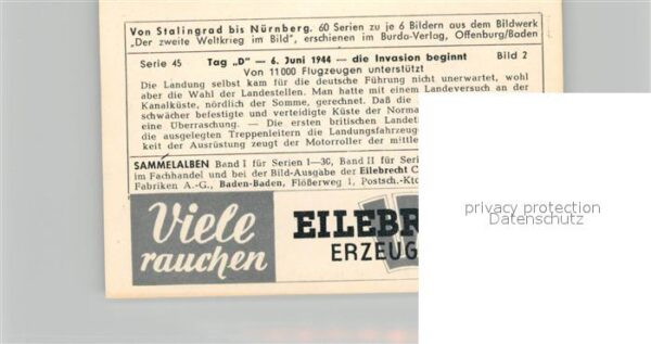 Militaria Deutschland WK2 Von Stalingrad bis N?rnberg Tag D 6. Ju – Bild 2