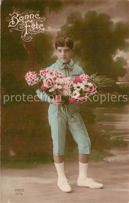 Foto REX Nr. 979 Bonne Fete Blumen Junge