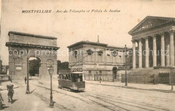 Strassenbahn Montpellier Arc de Triomphe Palais de J