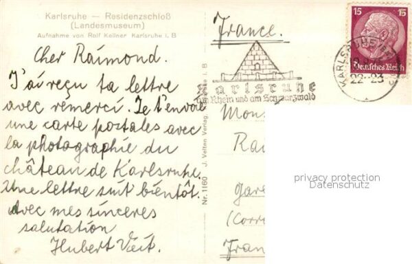 Foto Kellner Rolf Nr. 1160 Karlsruhe Residenzschloss – Bild 2