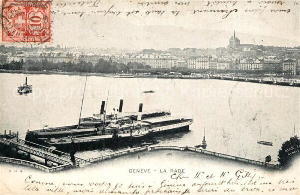Dampfer Seitenrad Leman Geneve La Rade