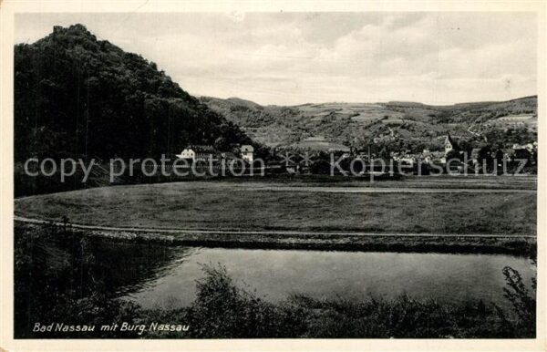 Bad Nassau Partie am Fluss mit Blick zur Burg