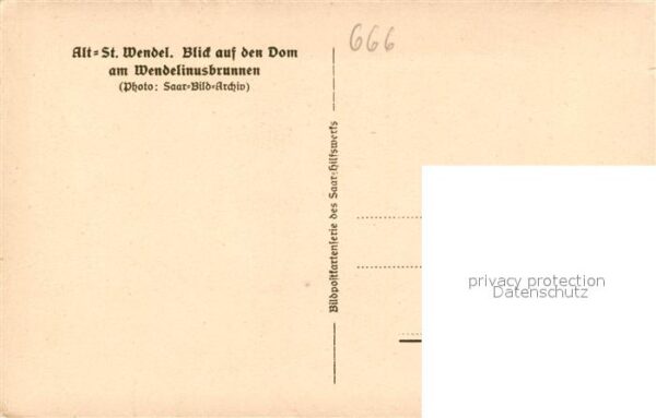 Alt St Wendel Blick auf den Dom am Wendelinusbrunnen – Bild 2