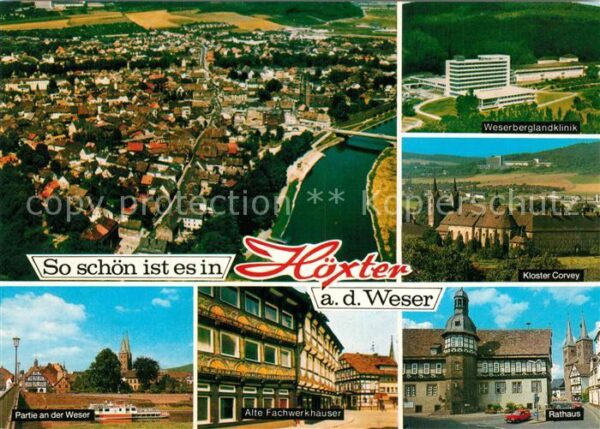 Hoexter Weser Alte Fachwerkhäuser Rathaus Fliegeraufn