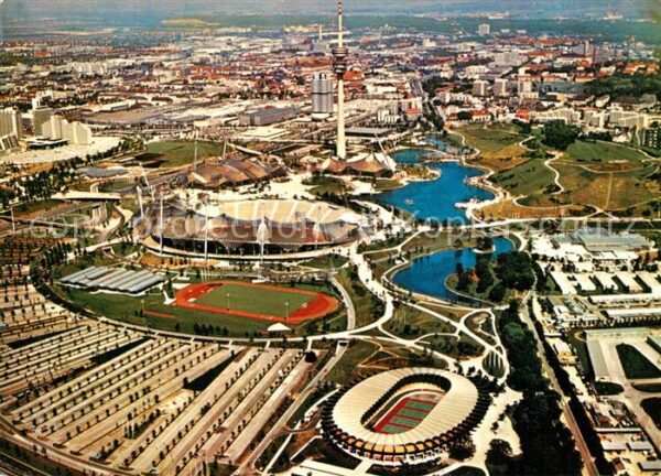 Muenchen Fliegeraufnahme Olympia Gelände Olympia