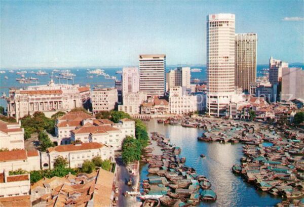 Singapore River and big commercial buildings