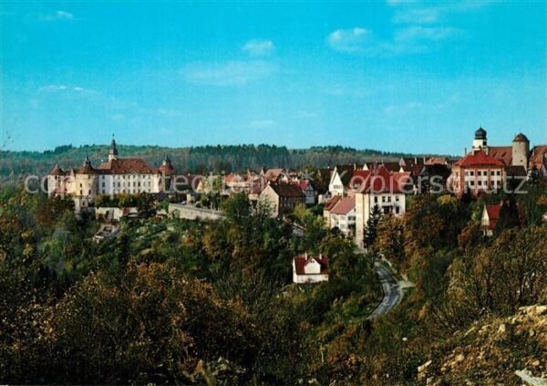 Langenburg Wuerttemberg Teilansicht mit Schloss und Torturm