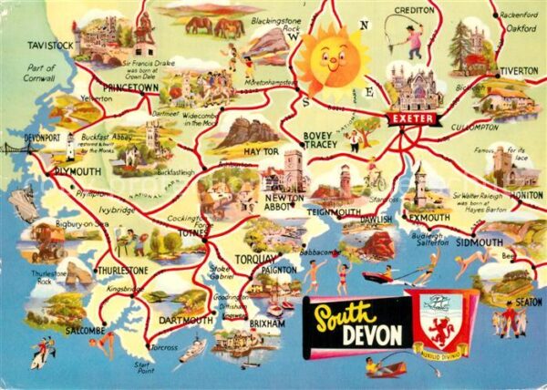South Devon Landkarte der Region