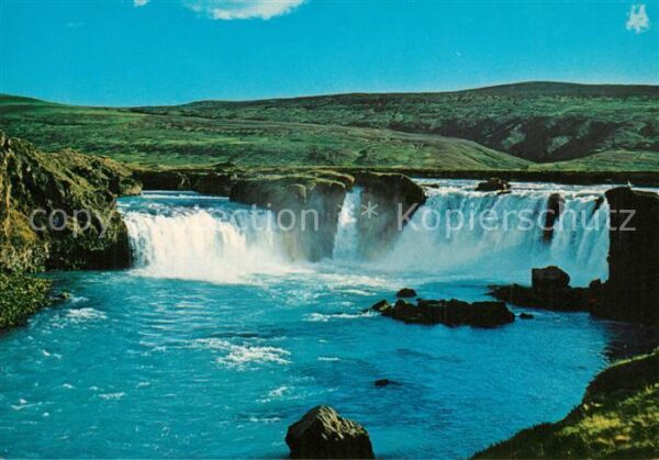 Island Iceland Godafoss Wasserfall Landschaftspanorama
