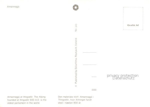 Almannagja Island Schlucht Alte Thingstätte Landschaftspa – Bild 2