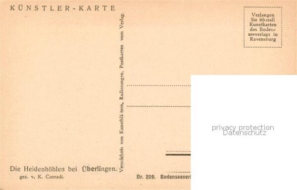 Ueberlingen Bodensee Heidenhöhlen K. Corradi Künstlerkarte – Bild 2