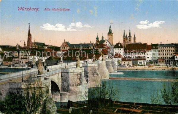 Wuerzburg Alte Mainbrücke Kirchen